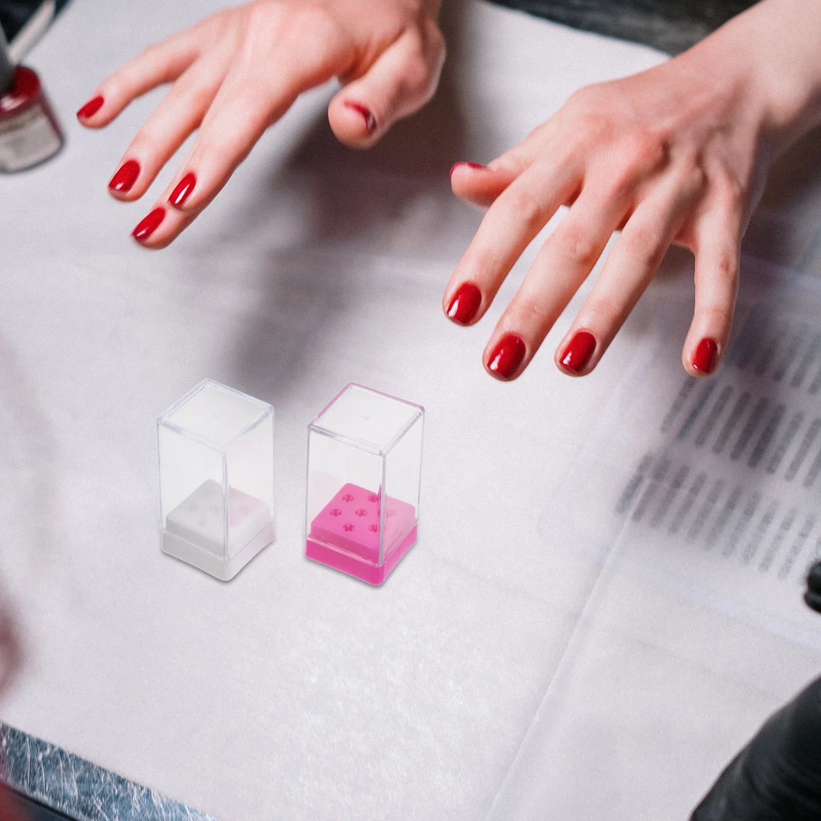 

9 шт., органайзер для сверл для ногтей, пылезащитный ящик для хранения маникюрных инструментов для шлифовальных головок, 7 отверстий, держатель для дисплея, портативный салон