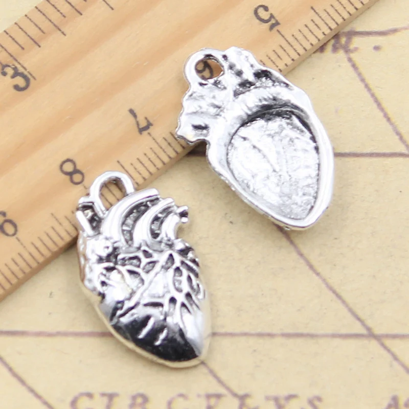 10pcs Charms Heart 25x15mm Tibetan Silver Color Pendants Antique Jewelry Making DIY Handmade Craft