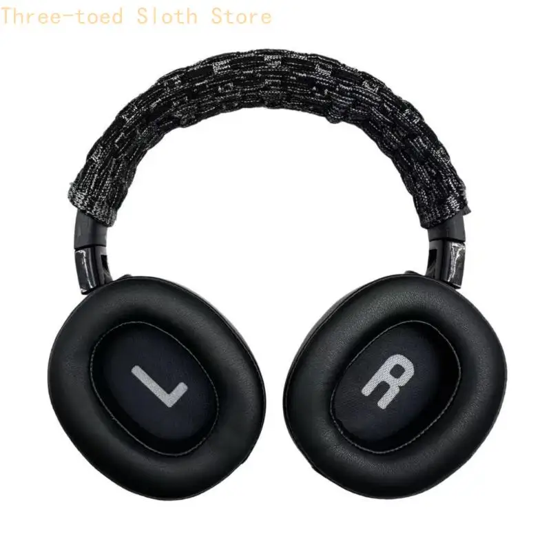 Kopfhörer-Kopfbandabdeckung für ATH MSR7 M50X, schwarze Strickhülle mit Reißverschlüssen E74A – Detail 2