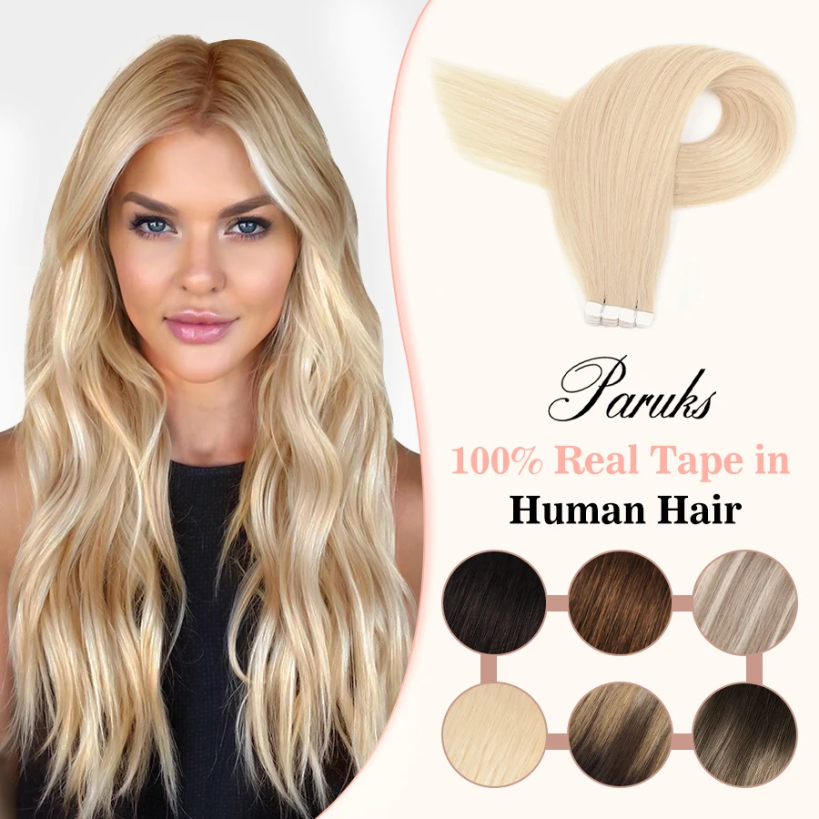 Paruks Onzichtbare 12-24Inch Rechte Tape In Human Hair Extensions 16 Stuks Voor Zwarte Vrouwen Huid Inslag Natuurlijke Remy Haar Lijm