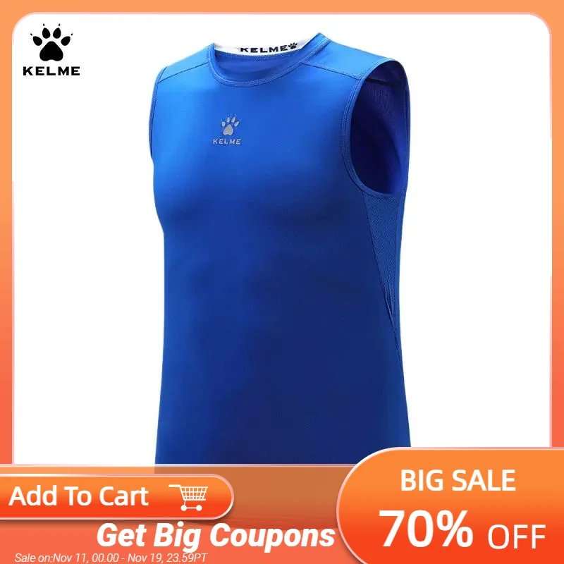 

Kelme Sleeveless Fitness T-shirt For Men's Summer High Elastic Breathable Tight Clothing Training Sports Tank Top Running Vest