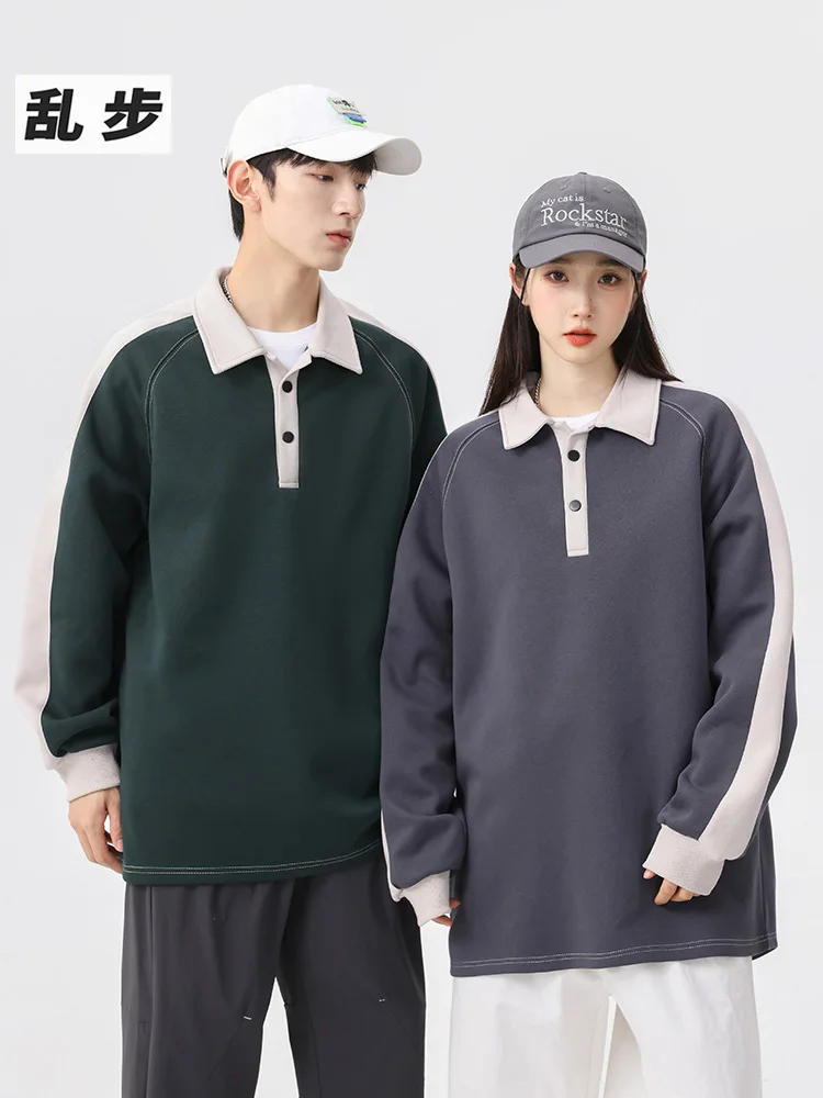 

Мужская толстовка с длинным рукавом и воротником, повседневная, спортивная, свободного кроя, осенне-зимняя, новинка, молодежная, удобная, хлопковая