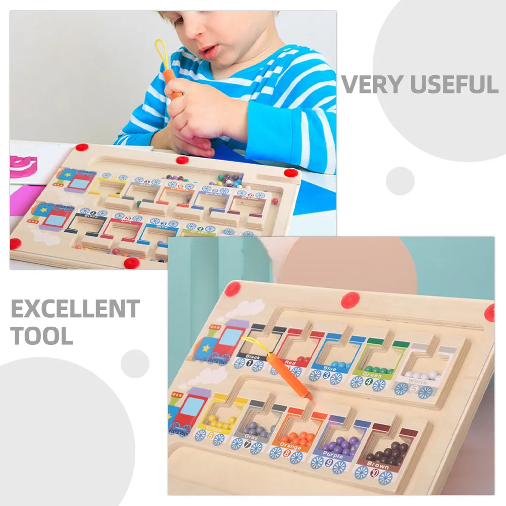

Wooden Color and Number Maze Board Magnetic Matching Puzzle for Kids Learning Recognition Preschool Classroom