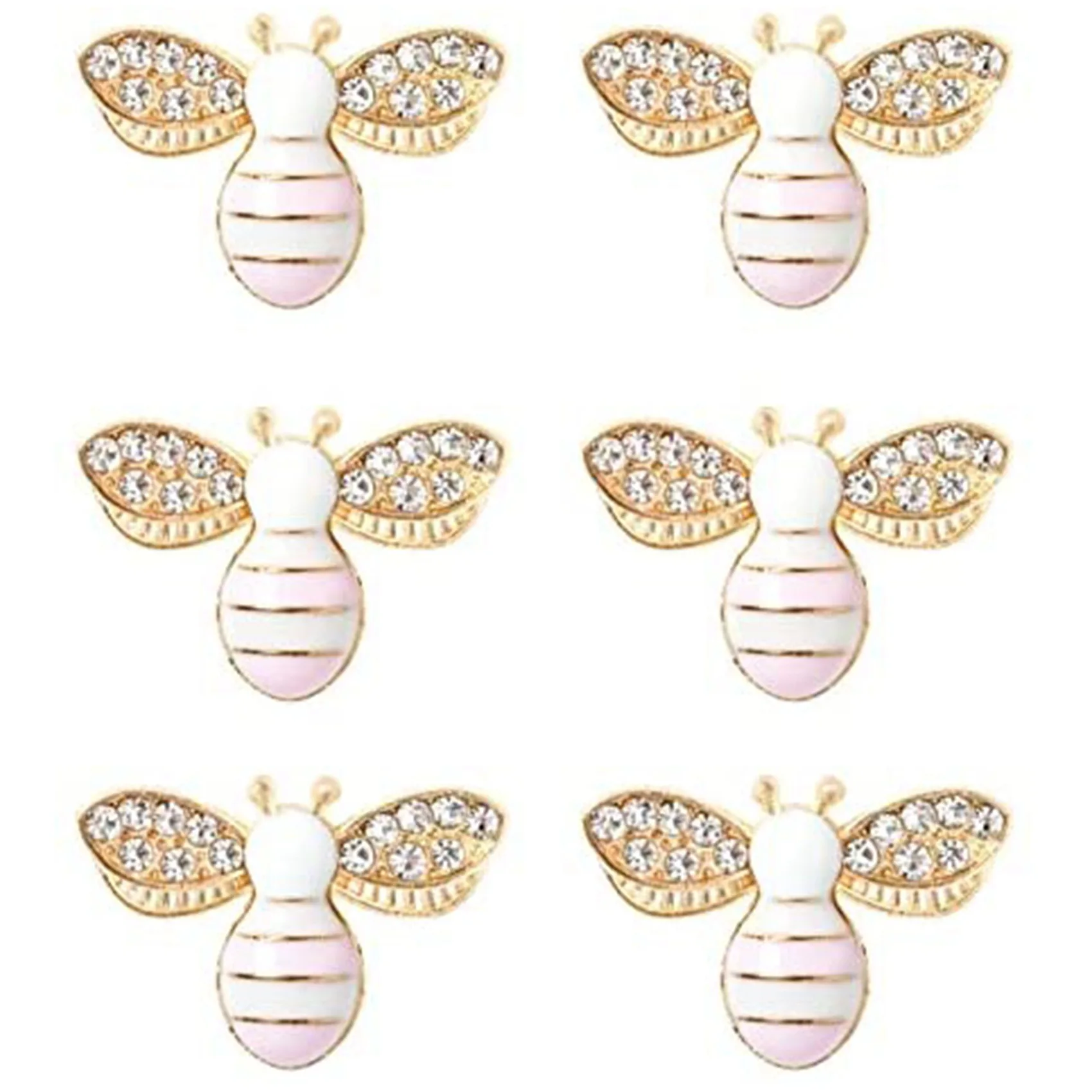 20 Pcs Enamel Bee Charms Pendants Rhinestone Enamel Craft Embellishments Crafting for DIY Handmade Crafts(Pink+White)