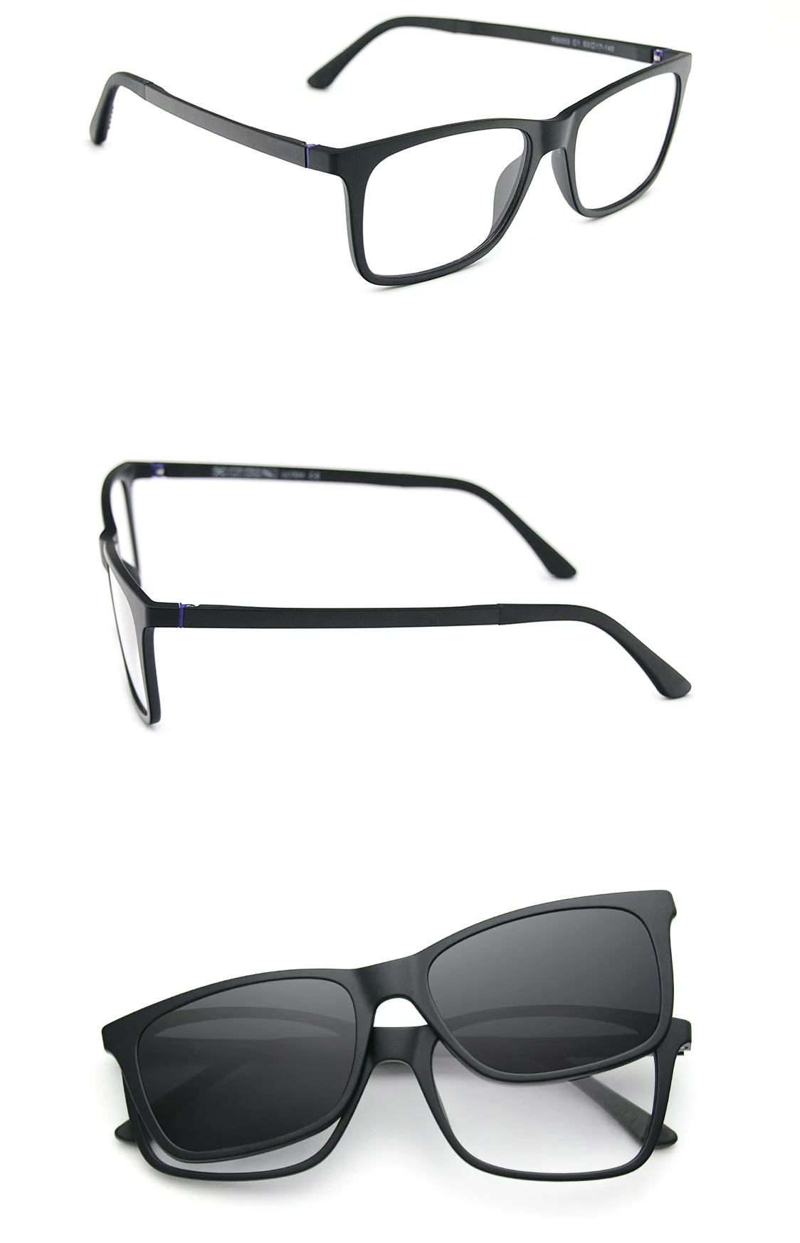 RS003 Myopie Brillen Rahmen Männer Quadratische Optische Gläser Rahmen Polarisierte Magnetische Clip auf Sonnenbrille – Detail 13