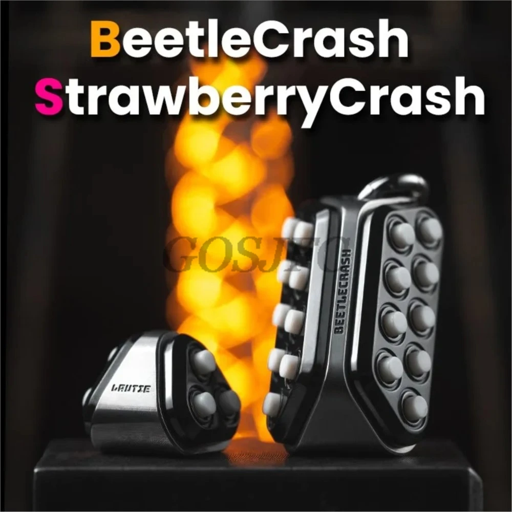 LAUTIE EDC Beetle Crash & StrawberryCrash Metal Push Bubble Fidget Toy Spy Wars Series Autism Toys