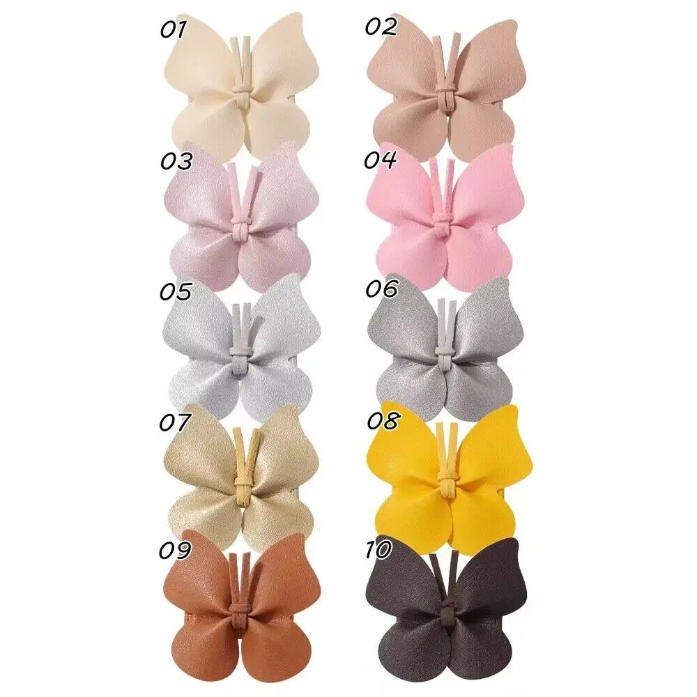 

60pc/lot 2023 New Cute 2.2Inch Faux Leather Butterfly Bows Hair Clips Baby Hairpins For Girls Kids Safe Barrettes Wholesale