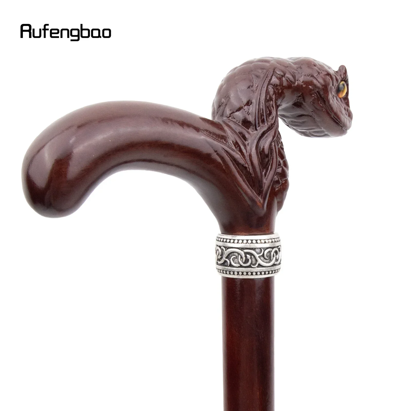 Braune Cobra-Schlange aus Holz, modischer Stock, dekorativer Vampir-Cospaly-Party-Holz-Gehstock, Performance-Bühnenstock, 93 cm