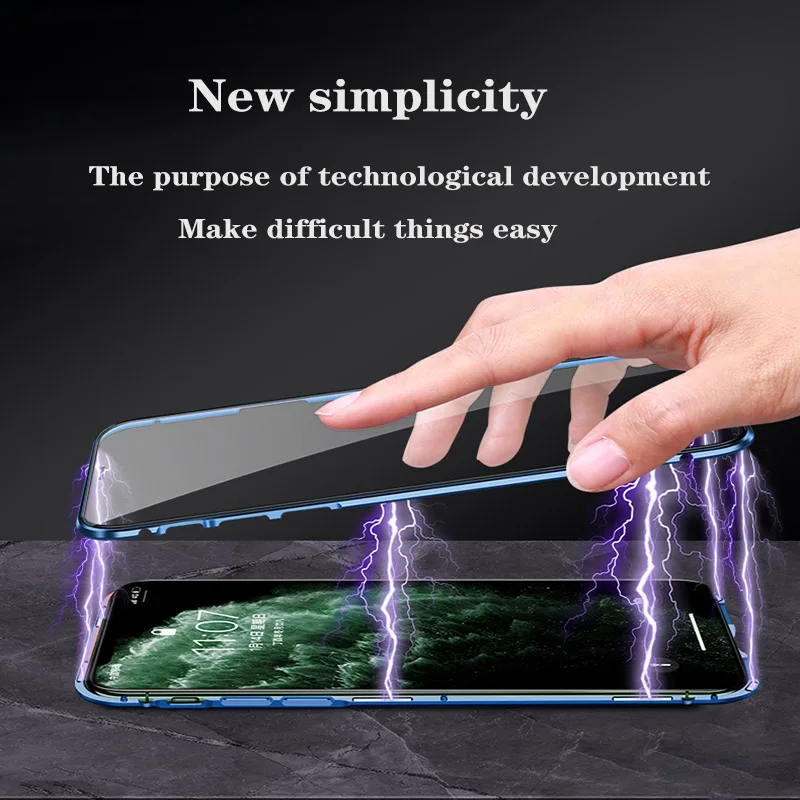 360 Metal Magnetic Case For iPhone 13 12 Mini 11 12 13 14 15 Pro Max Cases For iPhone X XR XS MAX 7 8 Plus SE 2020 Cover Coque