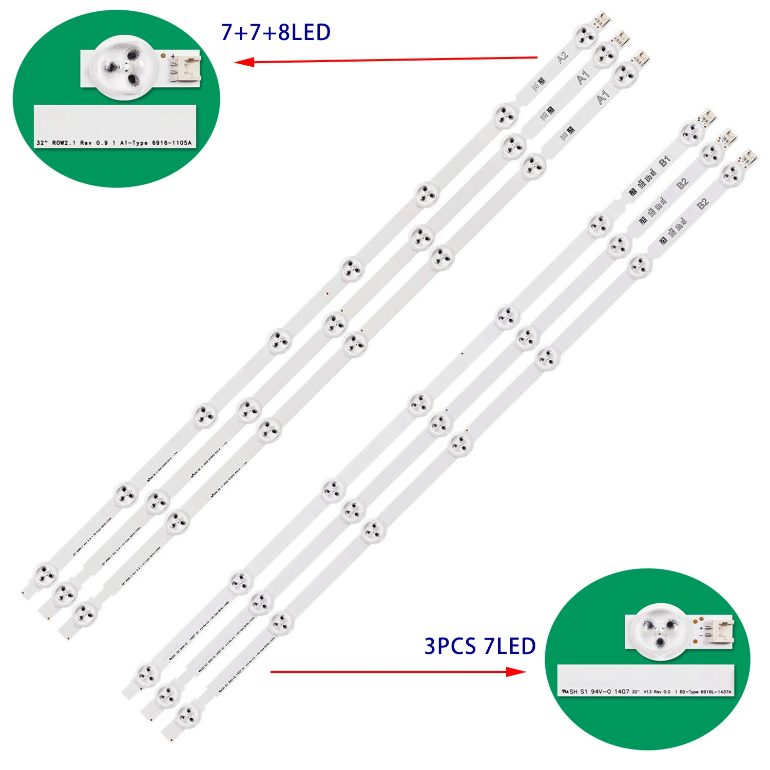 10set/30pcs LED Backlight Strips for 32LN5403 32LN5404 32LN5405 32LN513V 32LN542V 32LN549E 32LN575 6916L-1204A 1205A