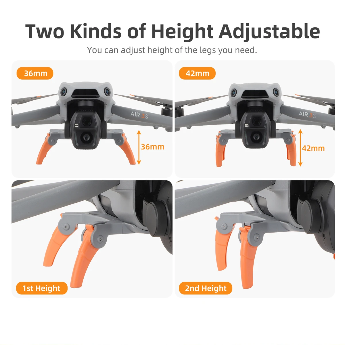 Foldable Extended 36mm Landing Gear Leg For DJI Air 3S Drone Accessories Splitting Tripod Training Kit for DJI Air 3