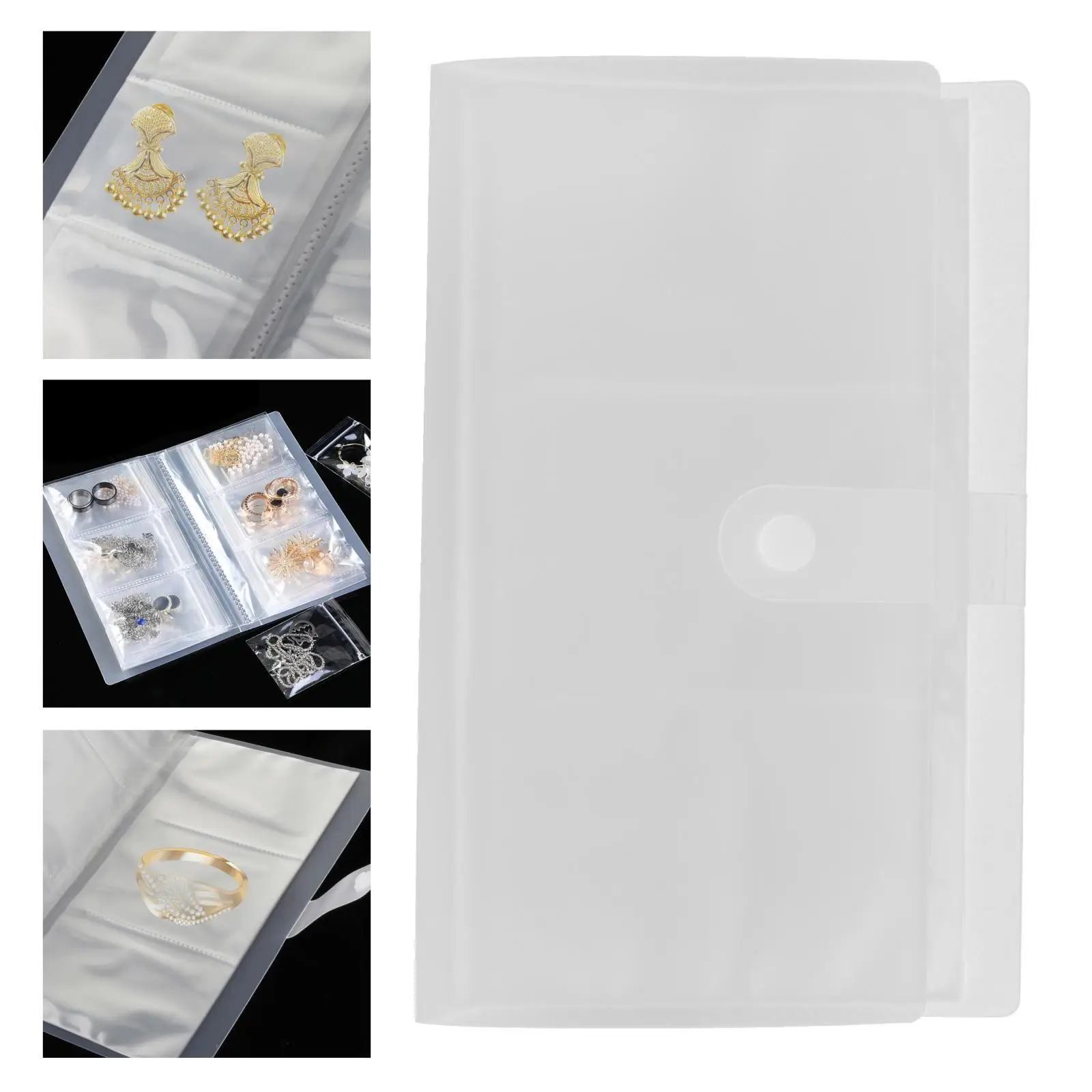 Clear PVC Jewelry Storage Book with Pockets 84 Slots Reusable Lightweight Large Capacity Cover Size 20.5x11.5cm Various Usages