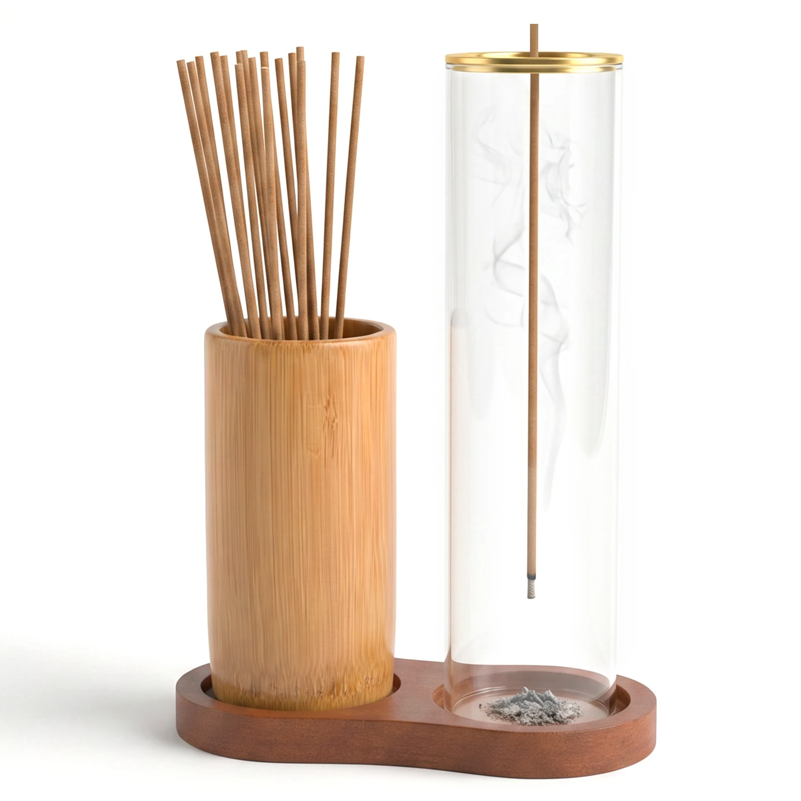 2 in 1 Incense Holder for Sticks Anti-Ash Flying Incense Burne with Glass Ash Catcher and Sticks Organizer for Meditation Yoga