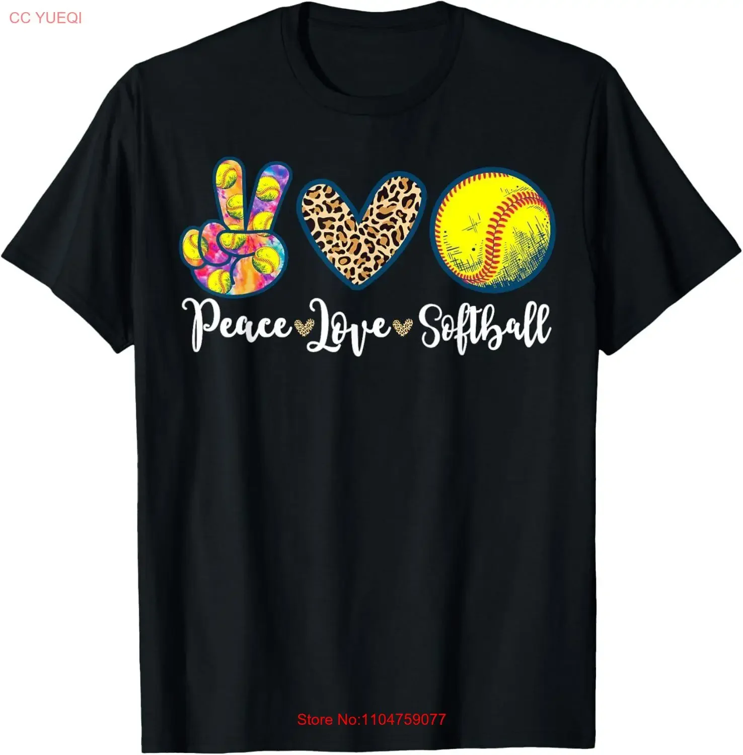 Peace Love Softball Leopard Player Girl Mothers Day T Shirt  vintage Washed Stretched homme fashion Slightly graphic Stylish