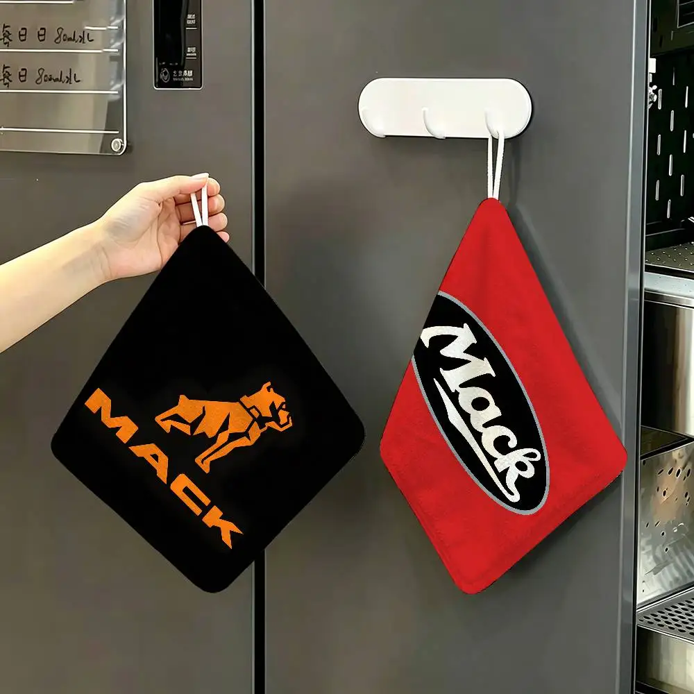 T-Truck Car M-MACKs Logo Hanging Polyester Cotton Towel, Reusable Hand Wiping Cloth, Wear Resistant for Home Kitchen Sink