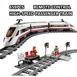 Remote Control High-speed Passenger Train 659Pcs CITY Building Blocks Children's Educational Toys Christmas Birthday Gift 60051