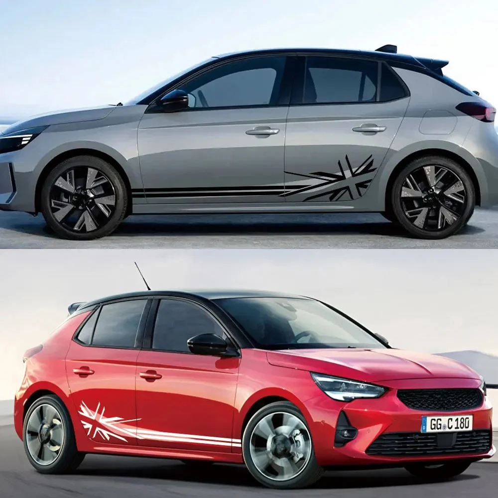 

2 шт. боковая юбка на дверь автомобиля, спортивные наклейки в форме риса, виниловые наклейки из ПВХ для кузова автомобиля, Corsa C E F D, автомобильные аксессуары для декора «сделай сам»