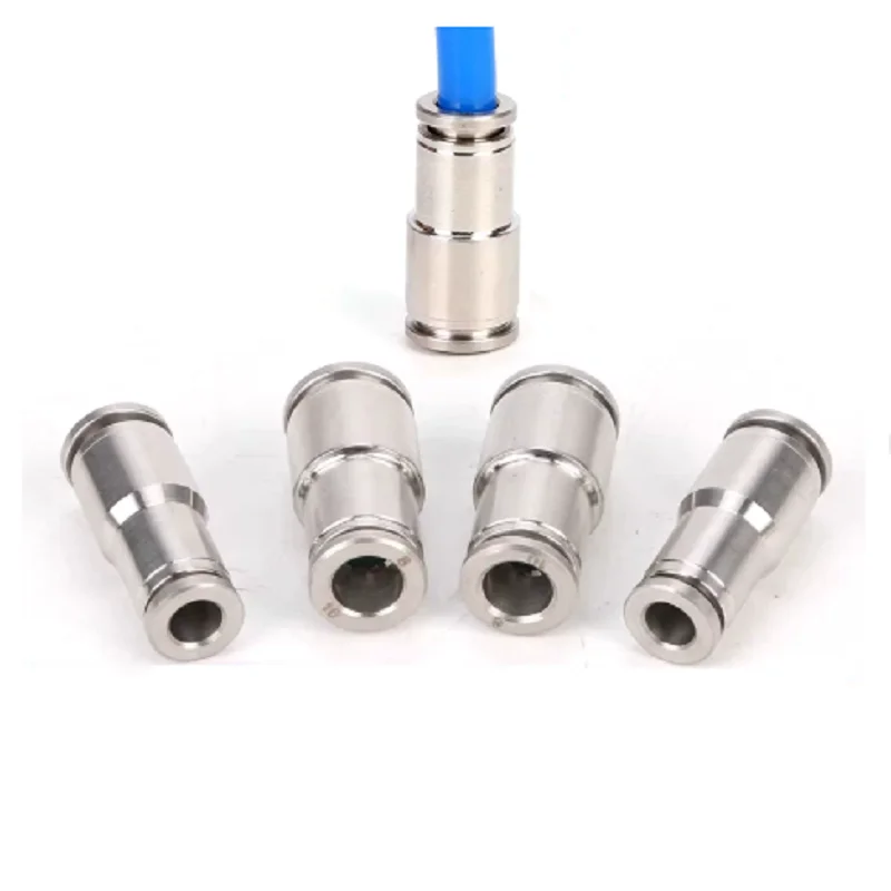 PG Series 304 Stainless Steel Reducer Straight Quick Push Connect Fitting Pneumatic Air Line Tube Coupler
