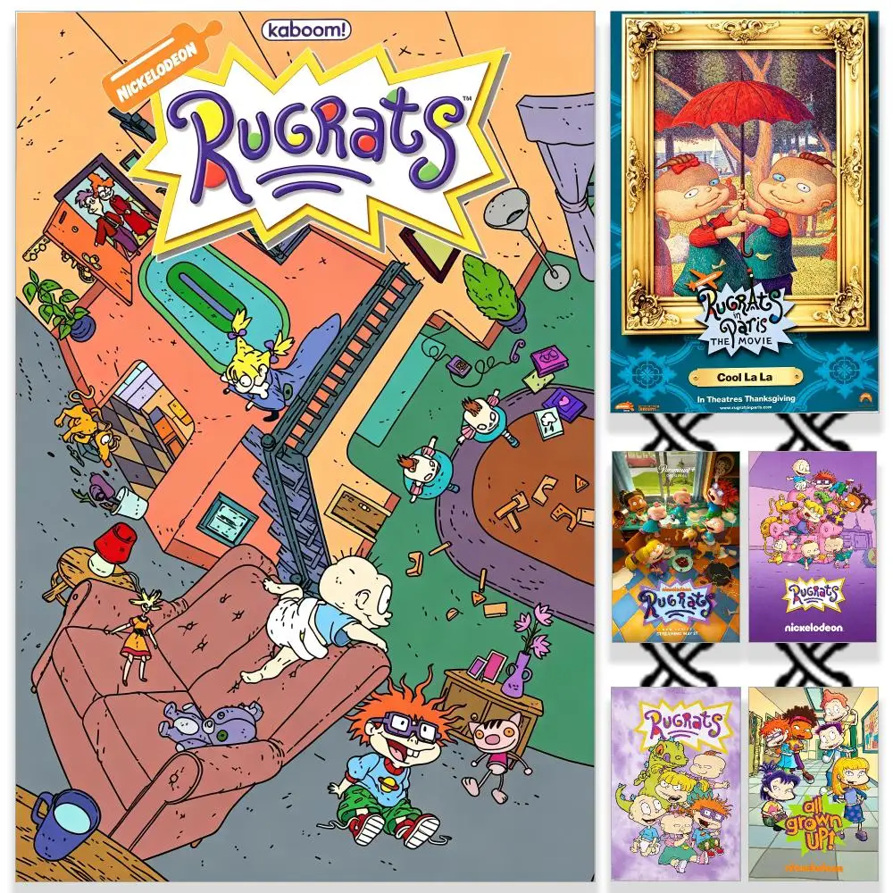 Classic Kids Rugrats Official Poster HD Waterproof PP Self-Adhesive Removable Wall Art Poster Bedroom Cafe Gym Home Decor Gift