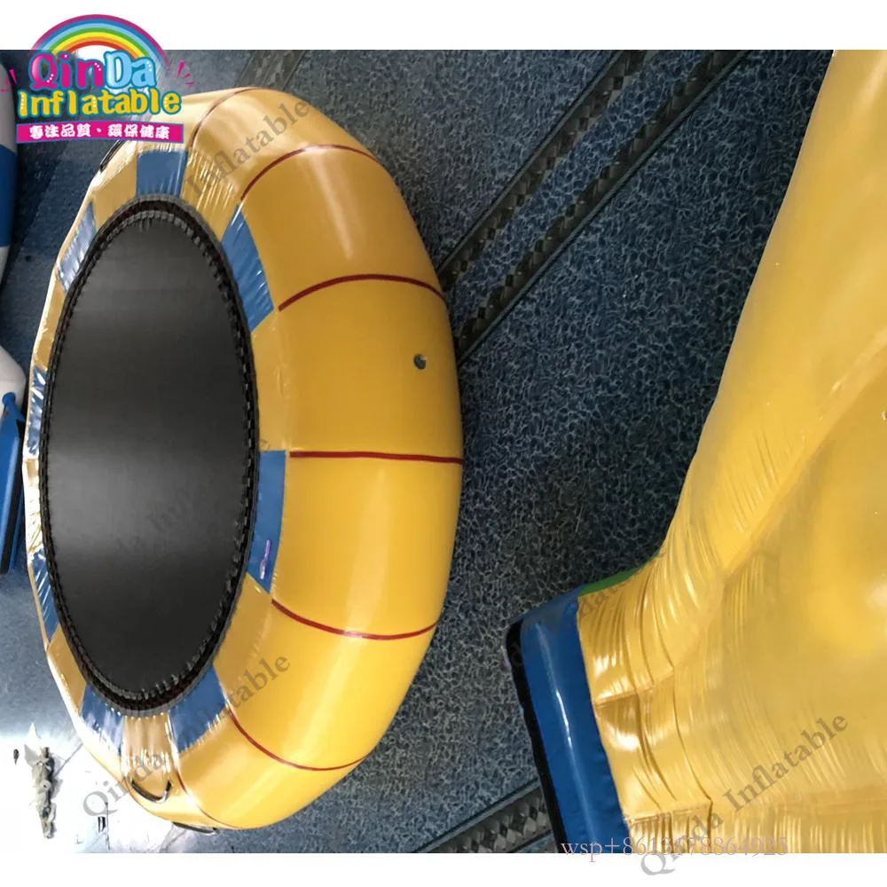 Pvc 0.9Mm Water Funny Toys Inflatable Water Trampoline,Yellow Inflatable Jumping Trampoline For Aqua Park