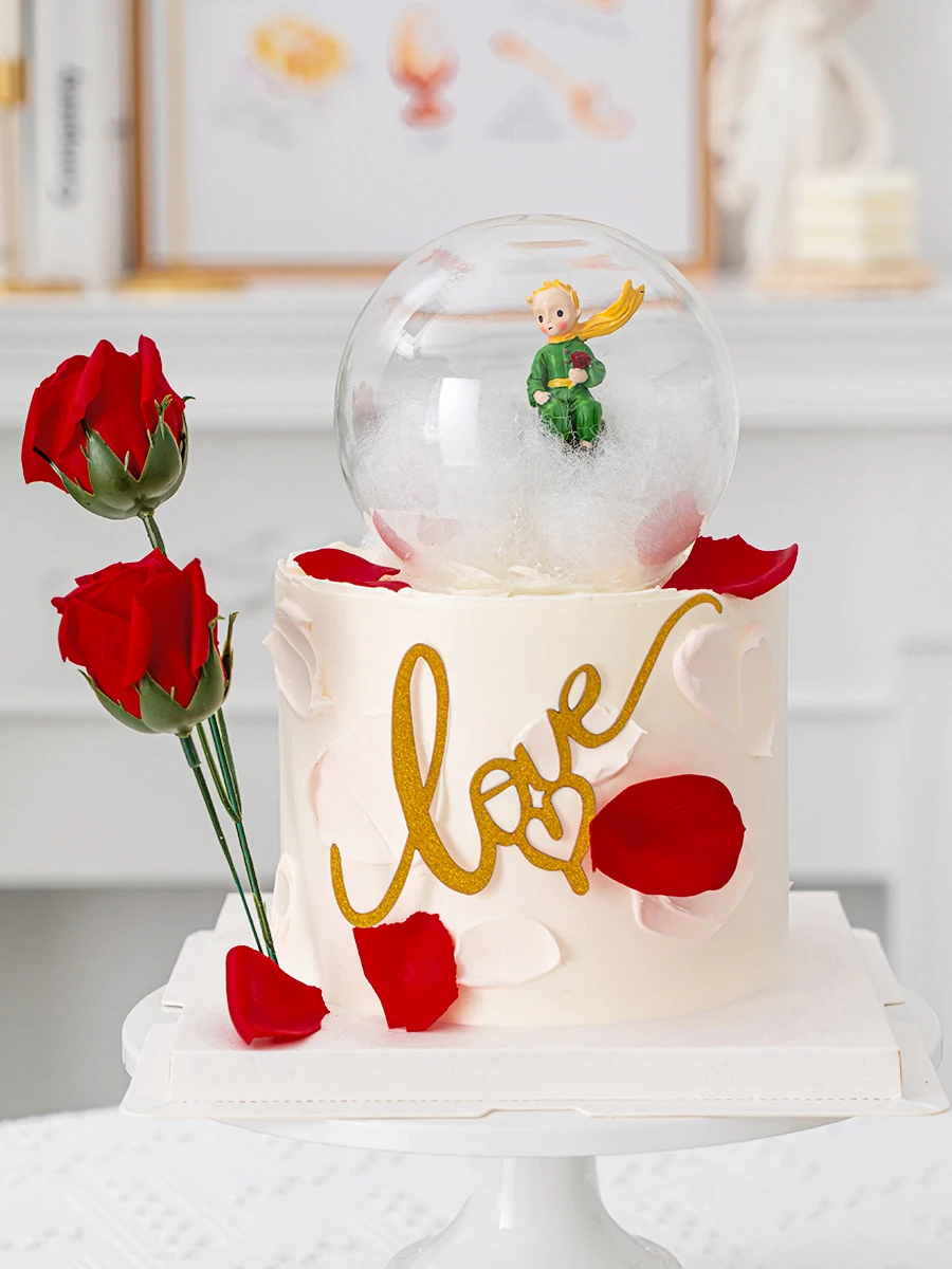 

Little Prince Birthday Valentine's Day Cake Topper Decoration Simulation Rose Plug-in Proposal Confession Party Baking Dress Up