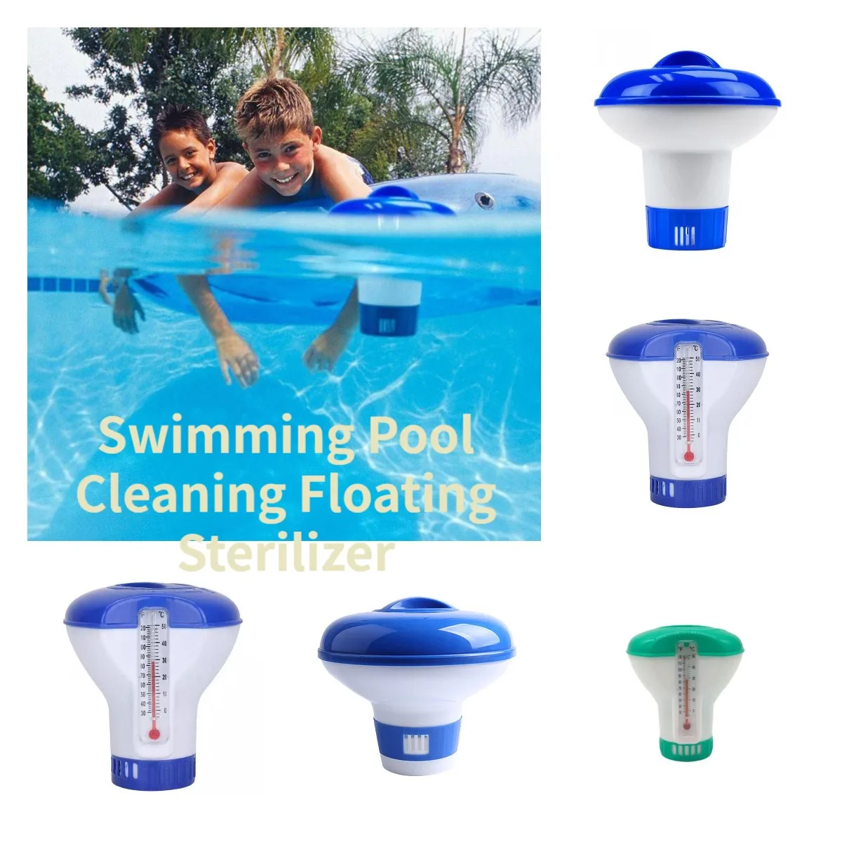 Swimming Pool Floating Chlorine And Bromine Tabs Dispenser With Thermometer Swimming Pool Floating Chemical Chlorine Dispenser