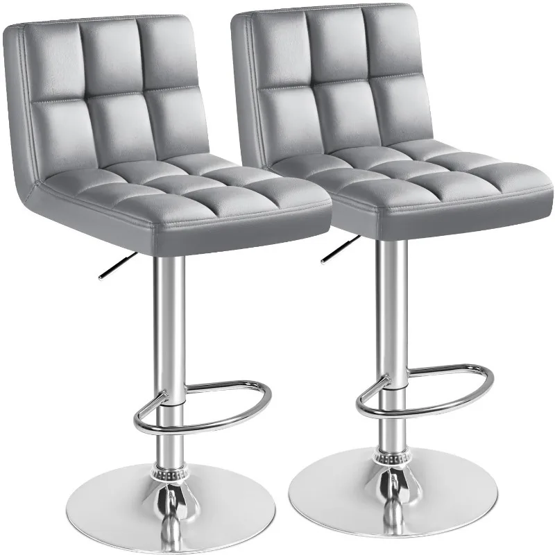 

Bar Stools Modern Pu Leather Swivel Adjustable Hydraulic Bar Stool Square Counter Height Stool Set of 2