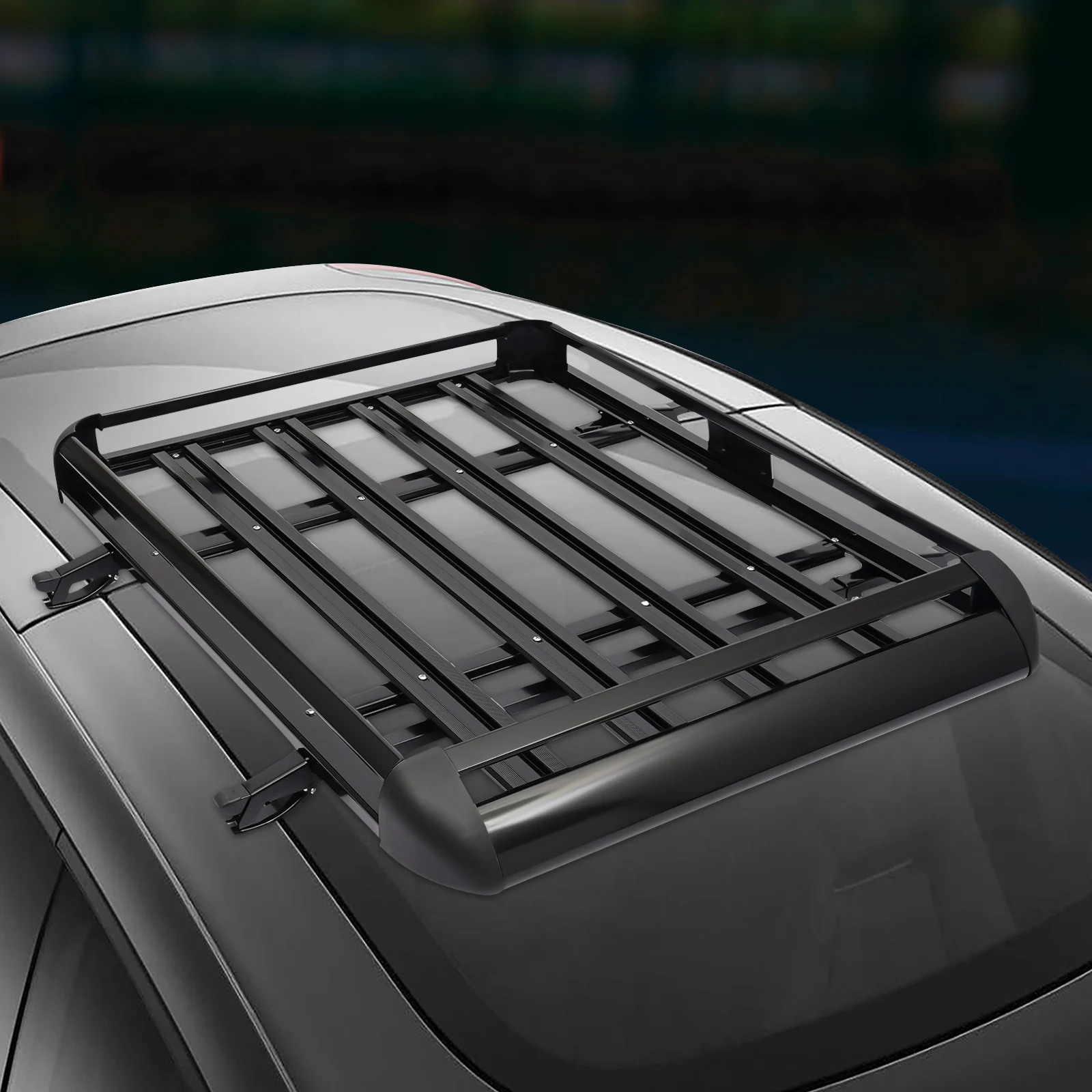 Black Aluminum Roof Rack with Bars 68 kg Universal Luggage Rack for SUV General Purpose Models Automotive Tools