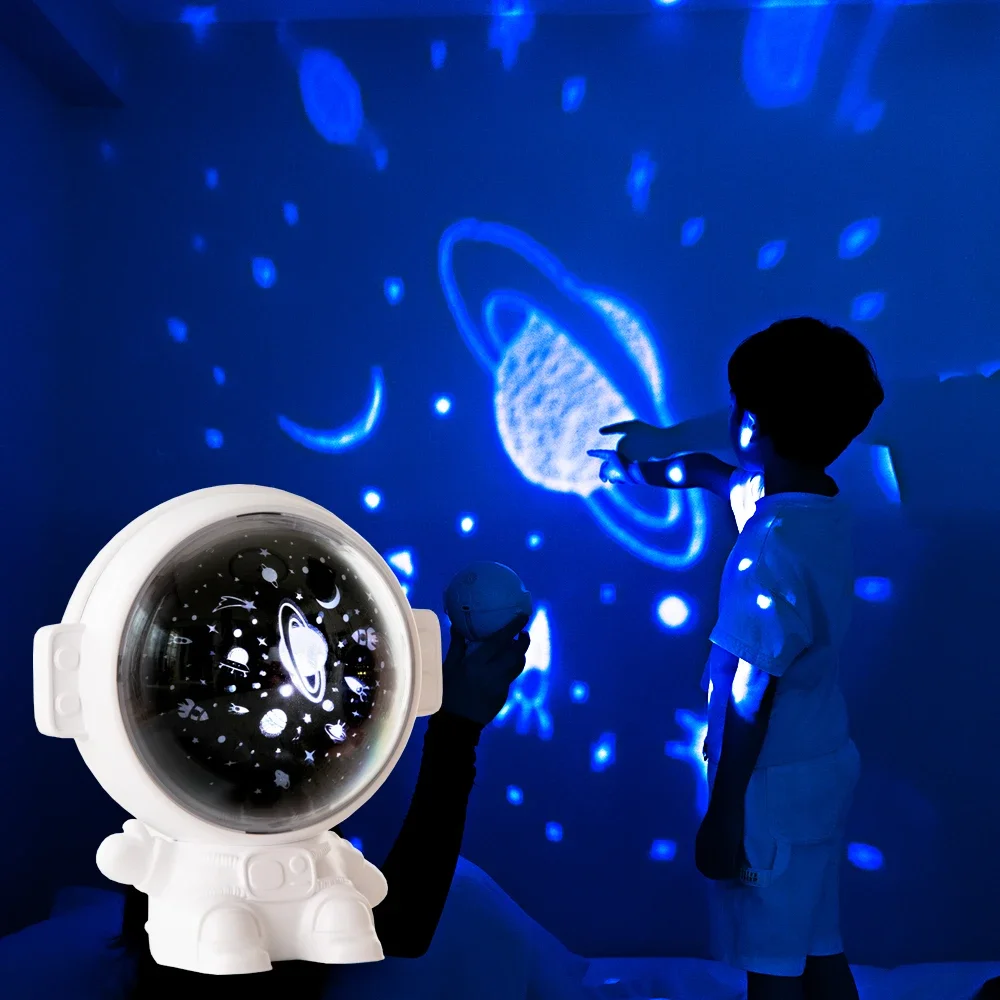 Proyector de estrellas de Galaxia para niños, luz nocturna ambiental de cielo estrellado, lámpara de astronauta, proyección espaciadora, decoración de habitación