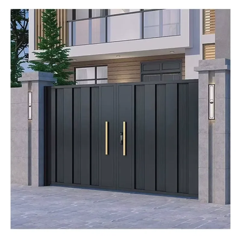 Modern Auto Automatic Swing Gate System Aluminium Design Fencing Trellis for Home Garden Sliding Metal Frame