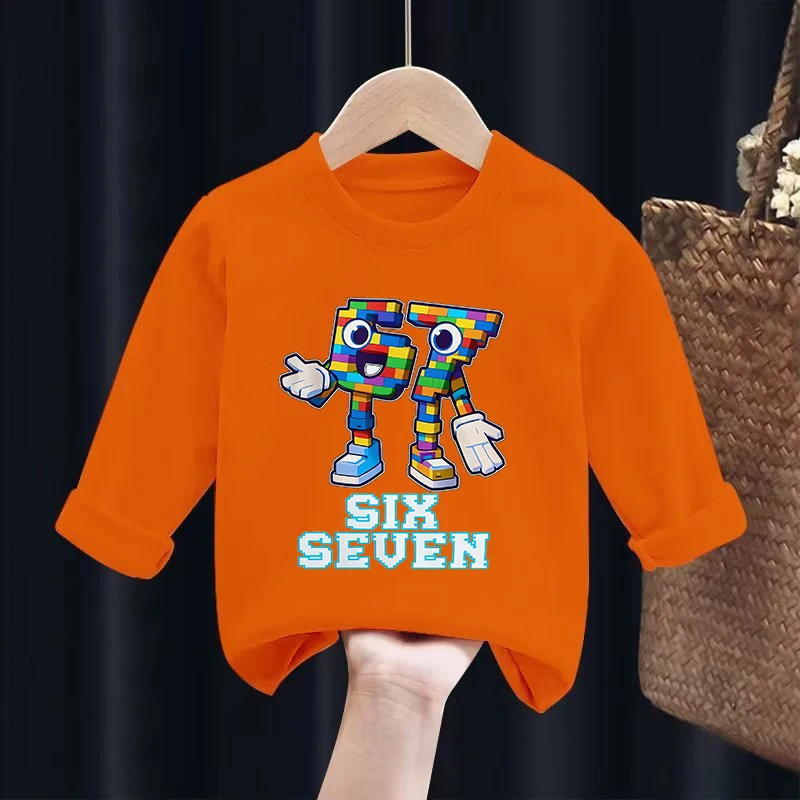 67 ستة سبعة تي شيرت الملابس سرقة الدماغ الأطفال طويلة الأكمام صبي فتاة ملابس علوية من القطن أنيمي المحملة طفل الملابس الشتوية هدية جديد #5
