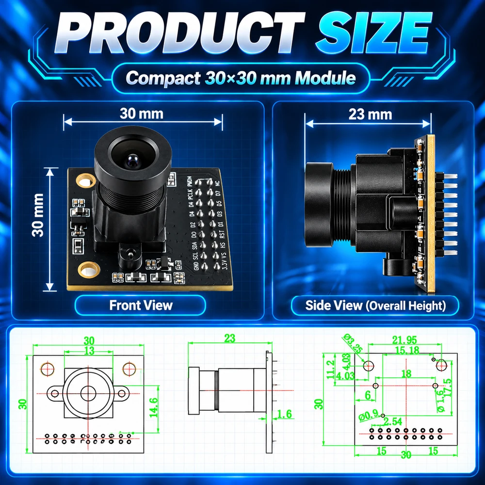 OV5640 Kamera Modul PCB Board für STM32 SCCB I2C Interface 3,6 MM Brennweite 75 Grad HD 5MP 2592*1944 3,3 V – Detail 5