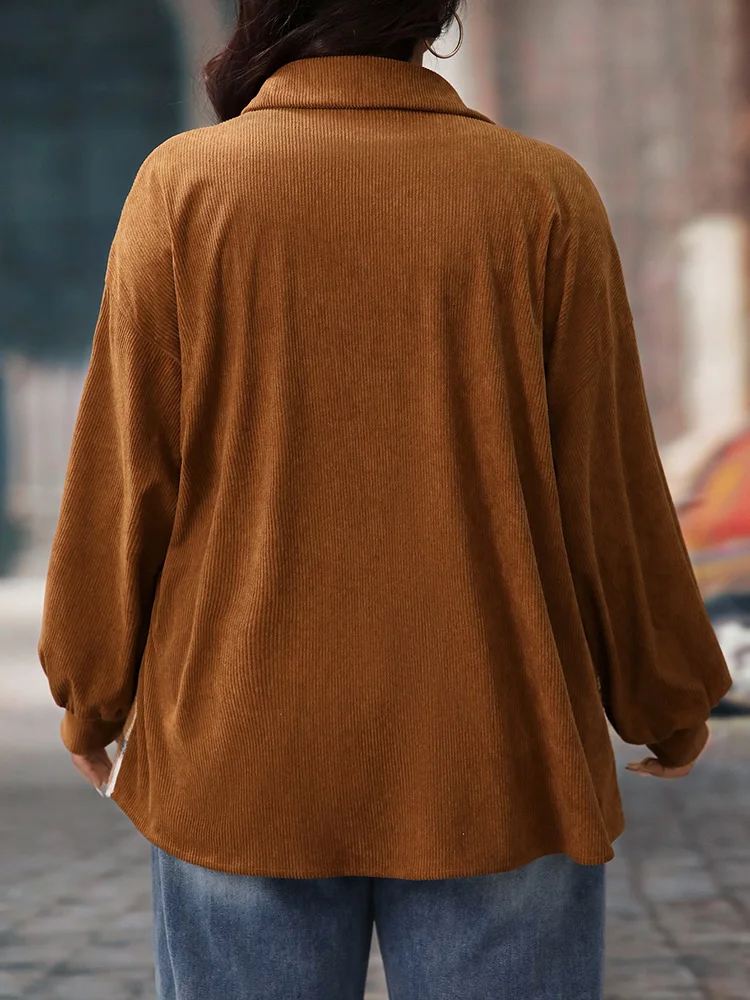 Gibsie plus size xadrez único breasted camisa de veludo jaqueta feminina 2025 outono manga longa solta casual senhoras outerwear topos