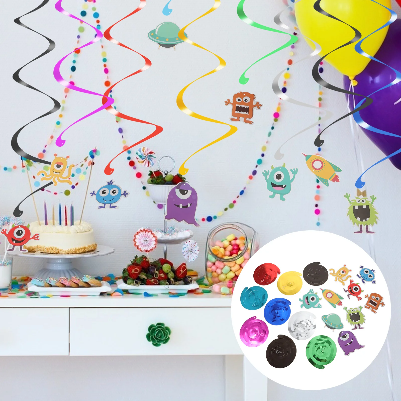 

18 PCS Outdoor Decorations Birthday Swirl Decorate Hanging Party Swirls Whirls Ornaments Indoor