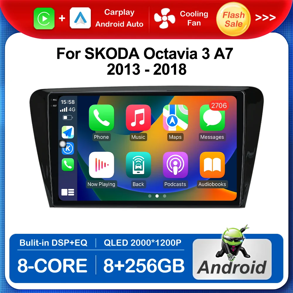 

10.1 '' Android OS Car Audio Stereo Player for SKODA Octavia 3 A7 2013 - 2018 Wireless Carplay DSP Stereo WiFi GPS Navigation 4G