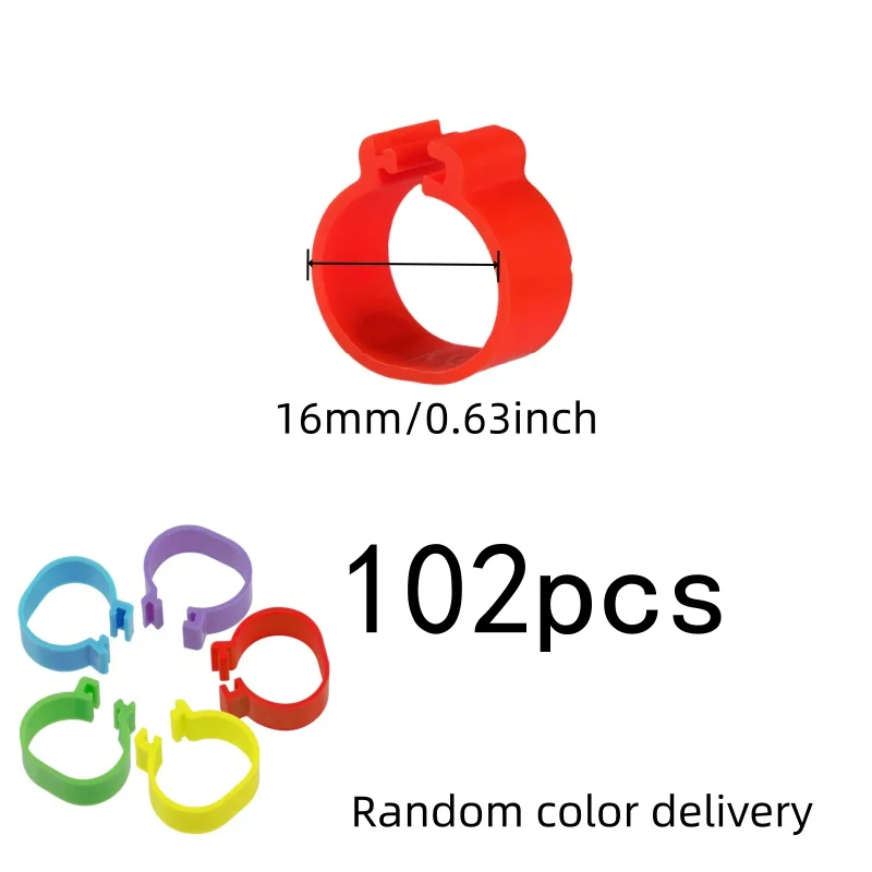 102 pcs Poultry Identification Bands with Durable Plastic Material, Multipurpose, Versatile, Practical, Random Color