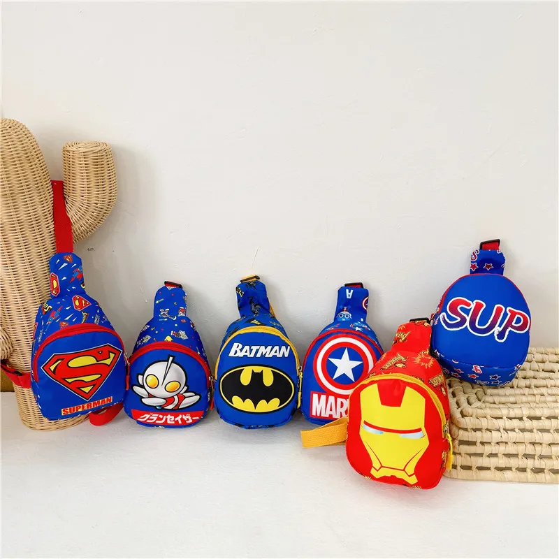 Marvel Superhero Children Cartoon Chest Pack Shoulder Bag Anime Iron Man Superman Figure Boy Girl Outdoor Travel Coin Purse