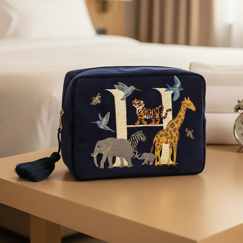 حقيبة مكياج محمولة مطبوعة بحروف، حقيبة غسيل للسفر، منظم تخزين مستحضرات التجميل، مجموعة أدوات الزينة للطلاب، حقيبة العناية بالبشرة #5