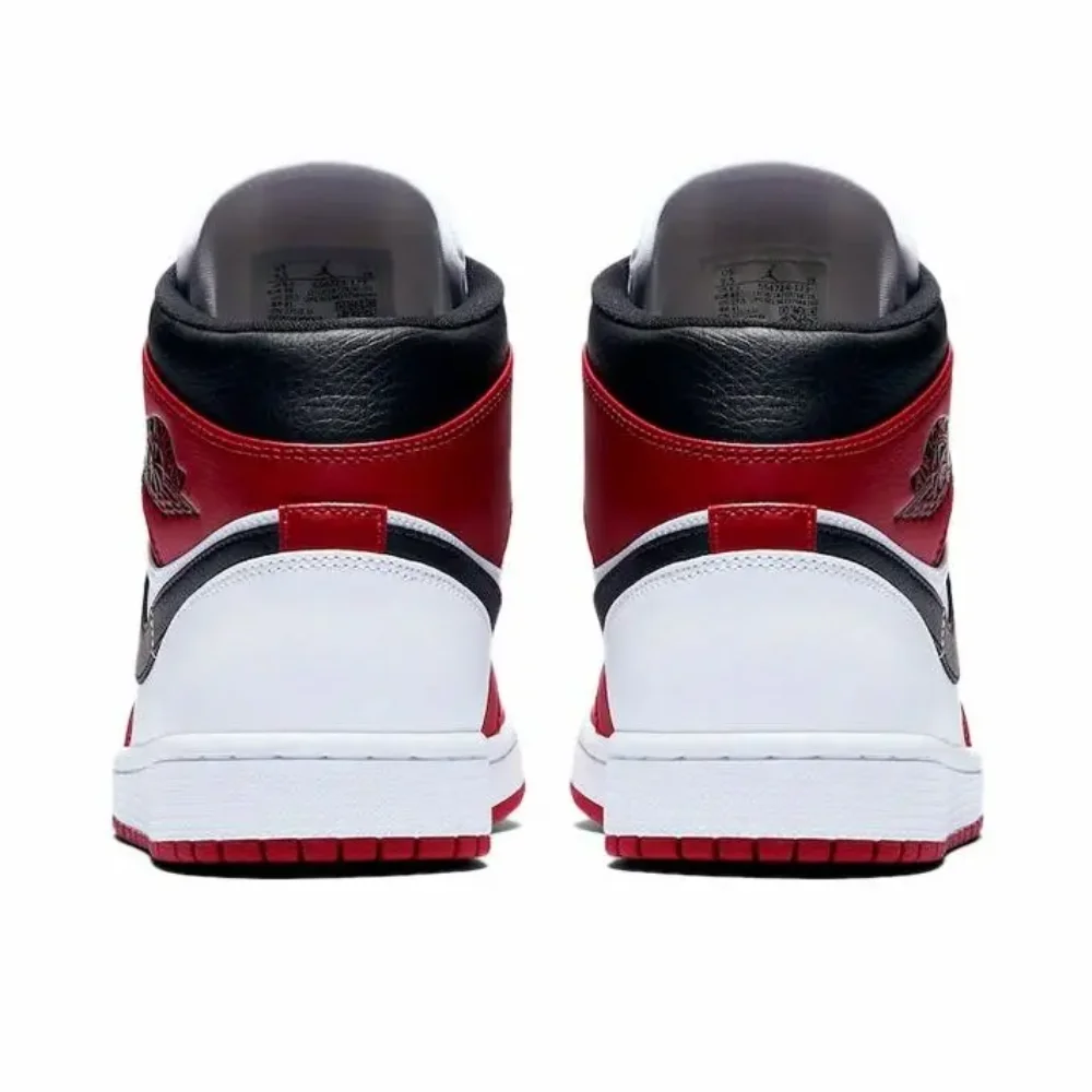 Nike red white colorway Air Jordan 1 MID men's fashion basketball shoes comfortable non-slip wear sports shoes image 5