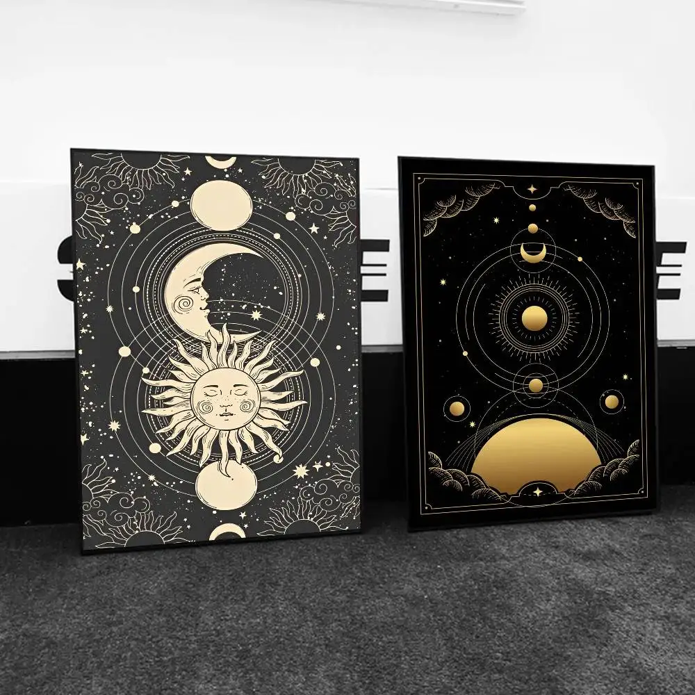 The Sun Moon Tarot Card Anime Poster Self-adhesive Art Waterproof Paper Sticker Coffee House Bar Room Wall Decor