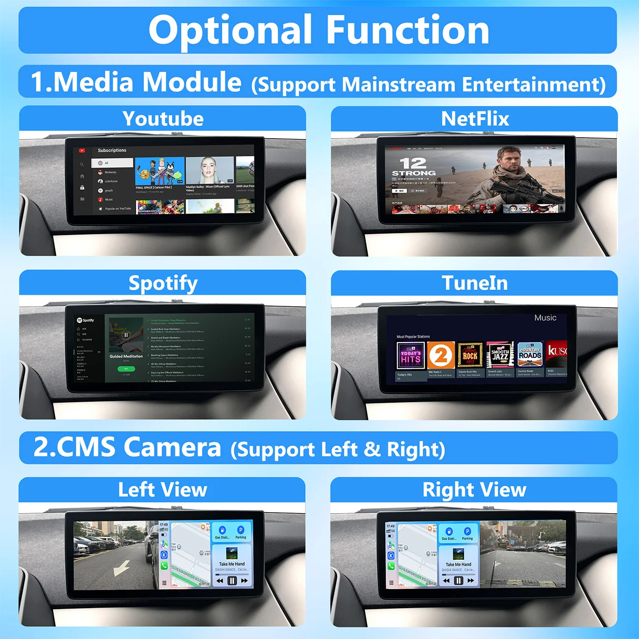 نظام CarPlay Android Auto اللاسلكي لسيارة BMW i3 2013-2017 NBT مع وصلة مرآة AirPlay CarPlay CMS يدعم الفيديو الخلفي YT NF #5