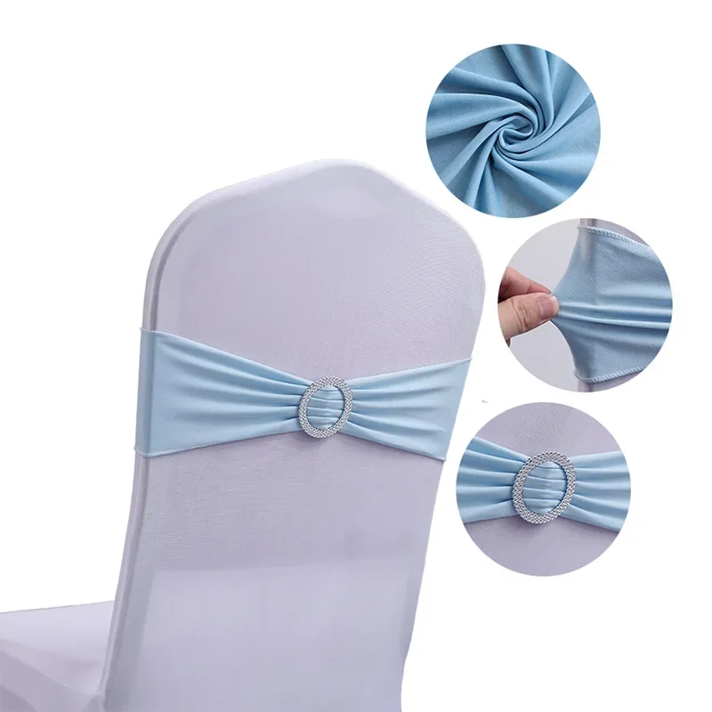 10pcs/set Ribbon Bowknot Hotel Multifunctions Solid Color Dining Chair Sashes Wedding Banquet Party Decorations Hote  Decor Lei