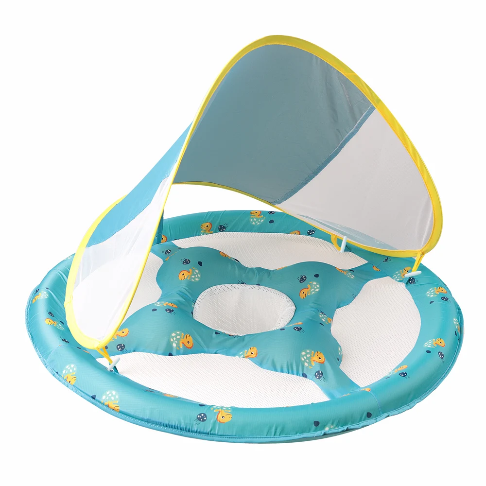 Baby Swimming Float Activity Center With Canopy Foldable Swim Pool Seat Floating For Kids