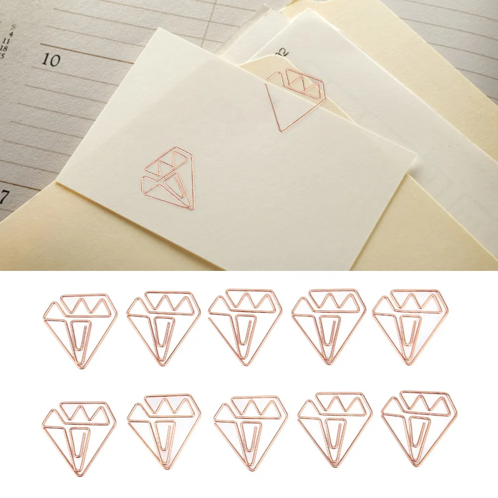 100pcs Clips Metal Rose Gold Paper Clips Small Multifunctional Heart Paper Clips Rose Gold Bookmark Paper Clips For Students