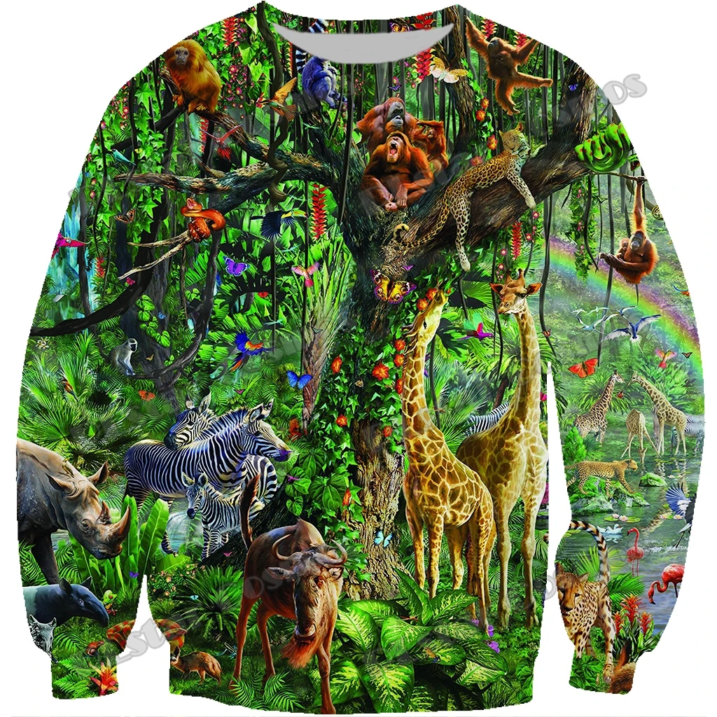 Animal World Owl / Parrot / Giraffe 3D Printed Men's Sweatshirt Autumn Unisex Casual Long sleeve Pullover Sudadera Hombre HW40