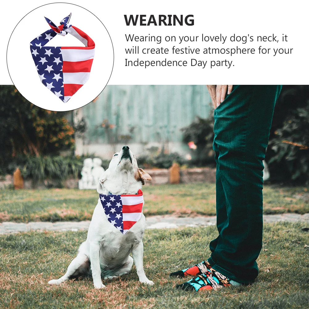 

1Pcs Festival Pet Bib Dog Bandana American Flag Style Medium Large Pet Supplies Independence Day Party Decorative Burp Cloth