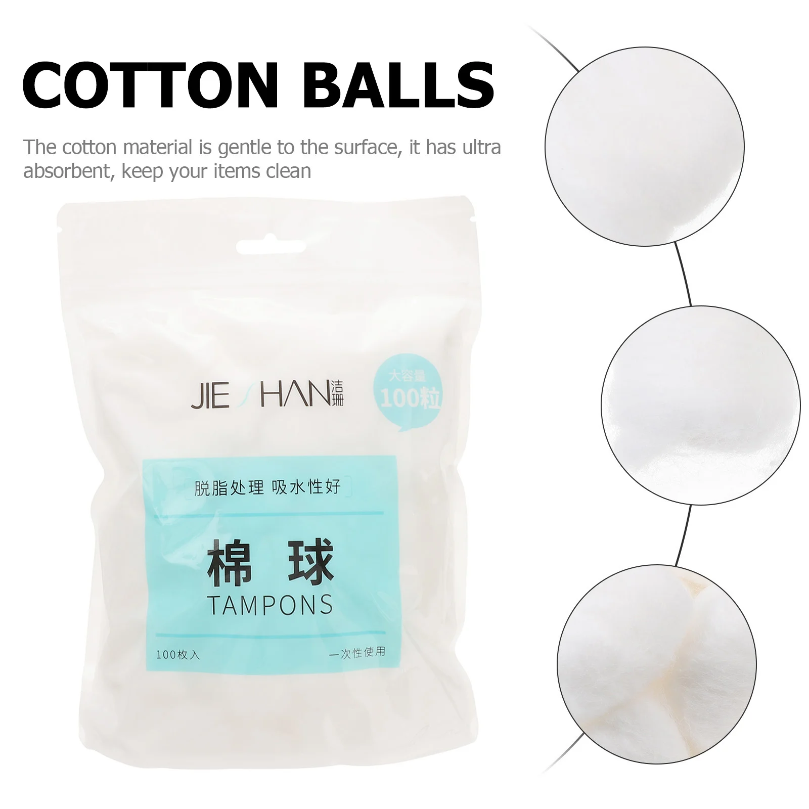 300pcs Makeup Cotton Balls Bulk Degreasing Cotton Ball for Beauty Salon Home Use (100pcs in a bag, 3 bags in total)