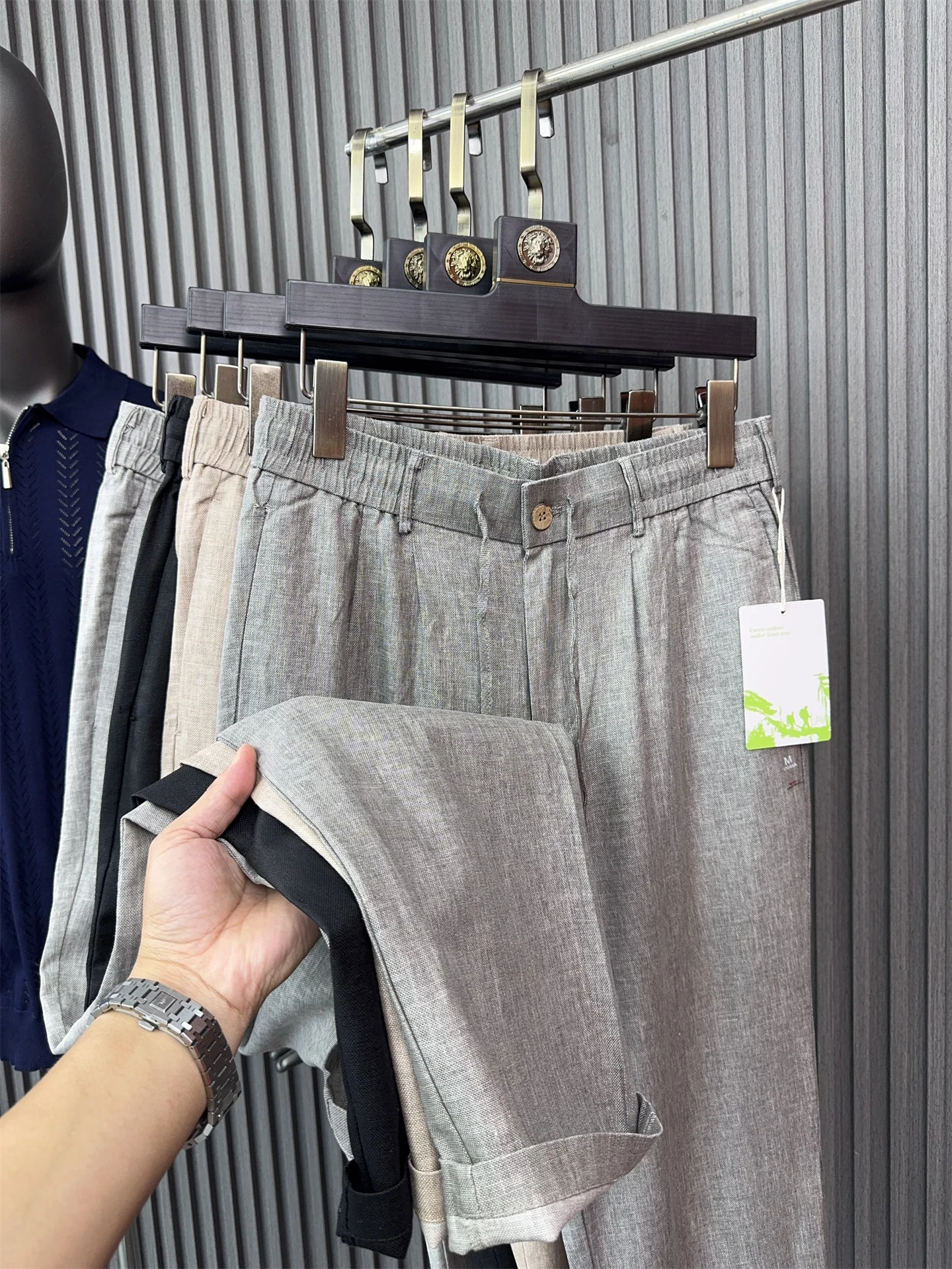 

Svip Men's Casual Pants Summer Breathable Loose Straight Leg Pure Color Cool Feeling Comfortable Linen Trousers