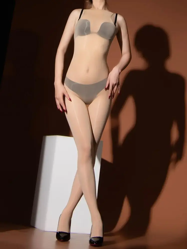 لامعة لامعة أكمام النايلون Catsuit سلس التمثال إغلاق مفتوح المنشعب ارتداءها الجوارب مثير يوتار الملتصقة الملابس الداخلية Unitard