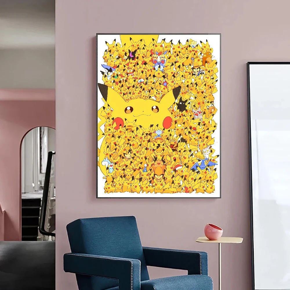 japanese manga Pokemon Anime Figures Pikachu Watercolor Painting Canvas Posters and Prints Wall Art Picture for Living Room